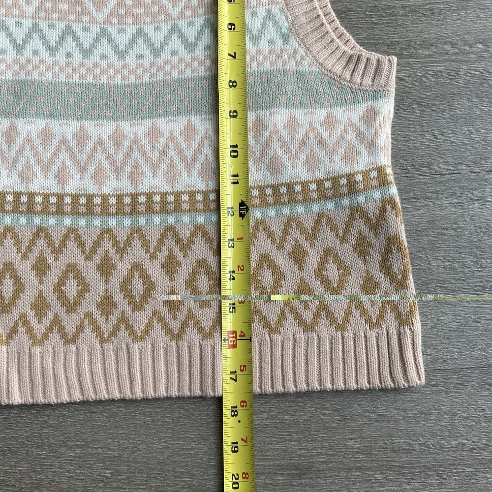 Hazel Moon Small Pink Preppy Sweater Vest Cozy Argyle Sleeveless Women's 1409 - Picture 5 of 6